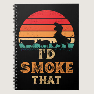 I'd Smoke That BBQ Vintage Meat Smoker Grill Notebook