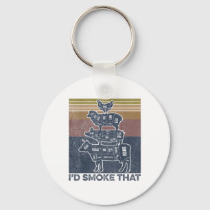 Id Smoke That Beef Pork Chicken Butcher Cut Funny Keychain