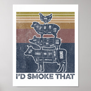 Id Smoke That Beef Pork Chicken Butcher Cut Funny Poster