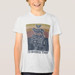 Id Smoke That Beef Pork Chicken Butcher Cut Funny Tri-Blend Shirt