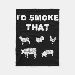 I'd Smoke That Chef Smoker Bbq Gift Tee Culinary C Fleece Blanket