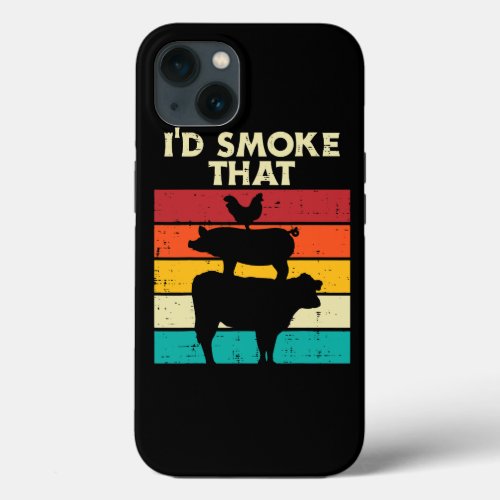 Id Smoke That Chicken Pork Beef Retro Meat Smoking iPhone 13 Case
