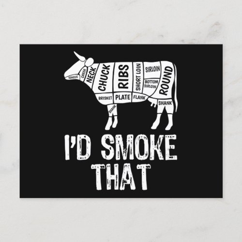 Id Smoke That Cow BBQ Smoking Grilling Barbecue Holiday Postcard