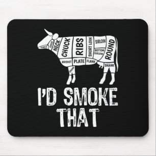 I'd Smoke That Cow Bbq Smoking Grilling Barbecue M Mouse Pad