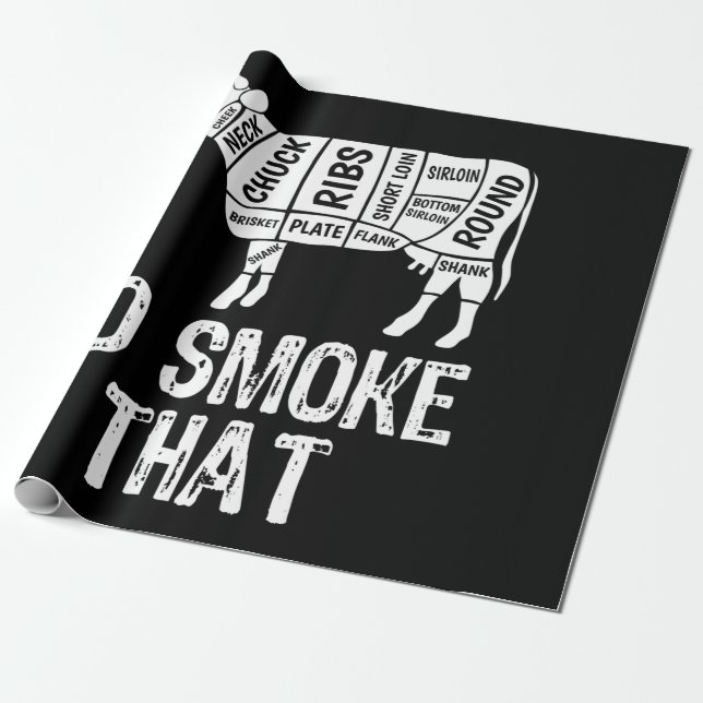 Id Smoke That Cow BBQ Smoking Grilling Barbecue Wrapping Paper (Unrolled)