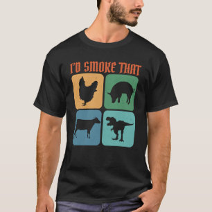 I'd Smoke That Dinosaur Smoking Vintage Smoker BBQ T-Shirt
