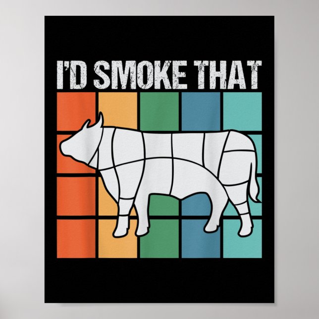 Id Smoke That Funny Bbq Barbeque Smoker Grillmaste Poster (Front)