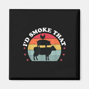 Id Smoke That Funny Bbq Grilling Meat Smoker Men G Magnet