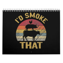 Id Smoke That Funny BBQ Meat Smoker Grill Gift Calendar