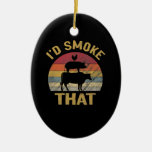 Id Smoke That Funny Bbq Meat Smoker Grill Gift Ceramic Ornament at Zazzle