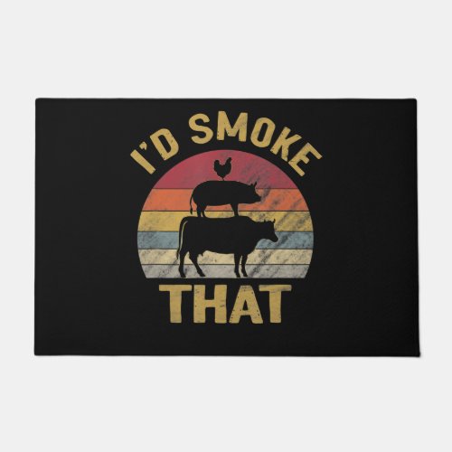 Id Smoke That Funny BBQ Meat Smoker Grill Gift Doormat