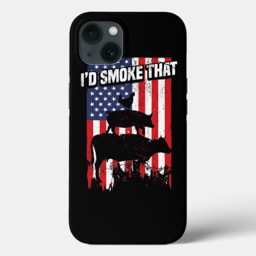 Id Smoke That Funny BBQ Smoker Father Barbecue Gri iPhone 13 Case