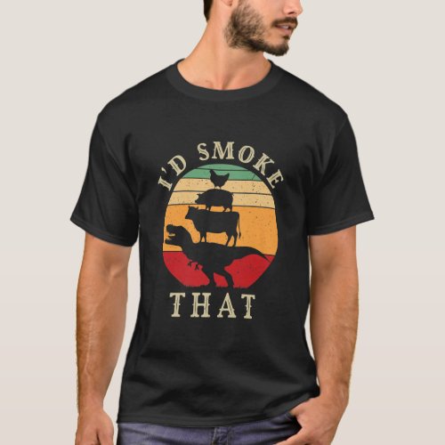 Id Smoke That Funny BBQ Vintage Meat Smoker Grill  T_Shirt