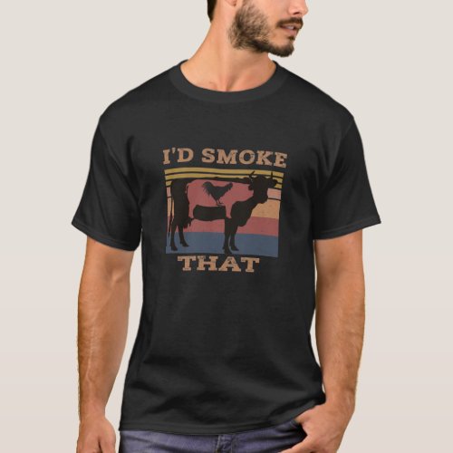 Id Smoke That Funny BBQ Vintage Meat Smoker T_Shirt