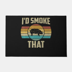 Id Smoke That Funny Retro BBQ Pig Meat Grill Gifts Doormat