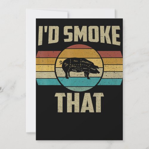 Id Smoke That Funny Retro BBQ Pig Meat Grill Gifts Holiday Card
