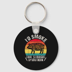 I'd Smoke That Retro Bbq T Meat Smoker G Grill Dad Keychain