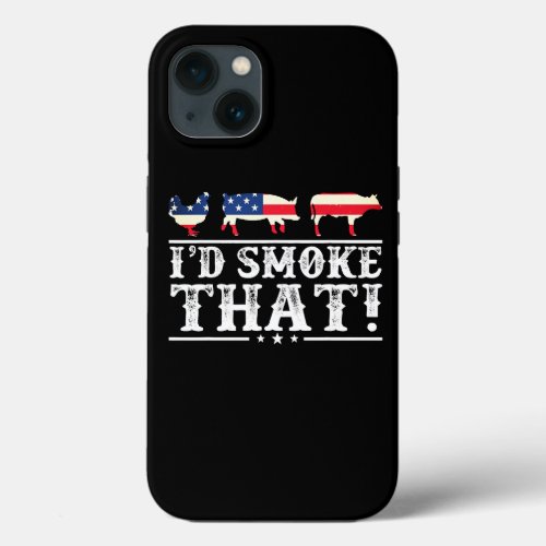 Id Smoke That Smoker Funny Barbecue Retro Grilling iPhone 13 Case