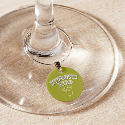 ID Tag Neurotic Nerd Wine Glass Charm