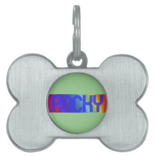 ID Tag with Rocky Name and Colors for Dog