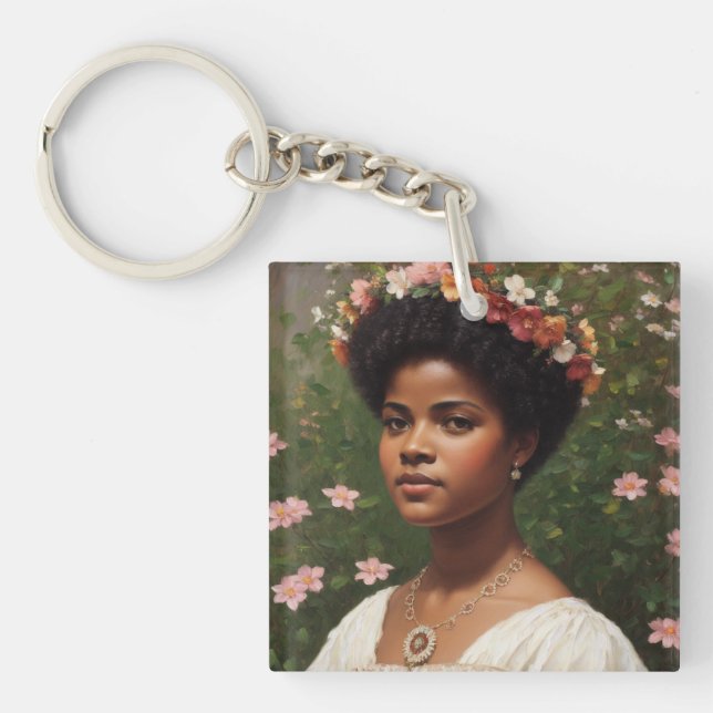 Ida B Wells Floral Art Tribute Keychain (Front)