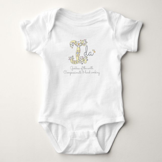 Ida girls name meaning I monogram hearts Baby Bodysuit (Front)