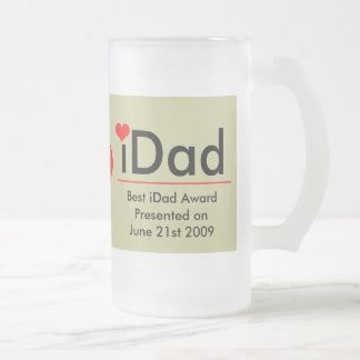 iDad-Best iDad Award  Change to Current Year Frosted Glass Beer Mug