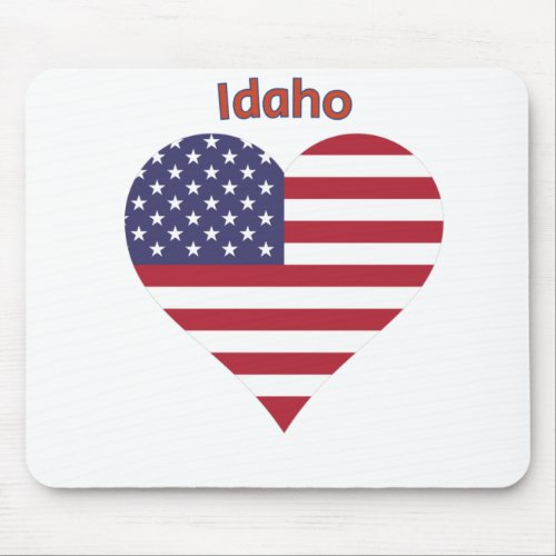 Idaho American Flag Heart Mouse Pad