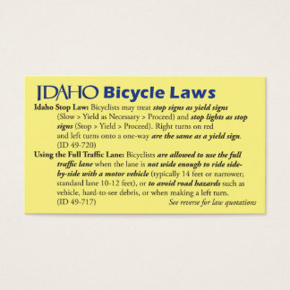 Idaho Bike Law Business Card