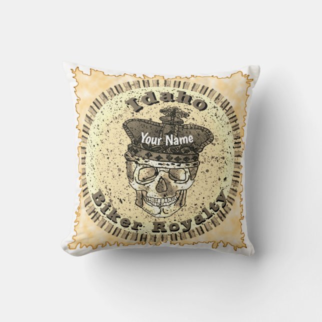 Idaho Biker  Throw Pillow (Front)
