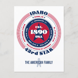 Idaho, Boise, ID, Patriotic, Monogram Postcard