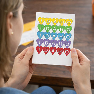 Idaho Bright Geometric Hearts Postcard