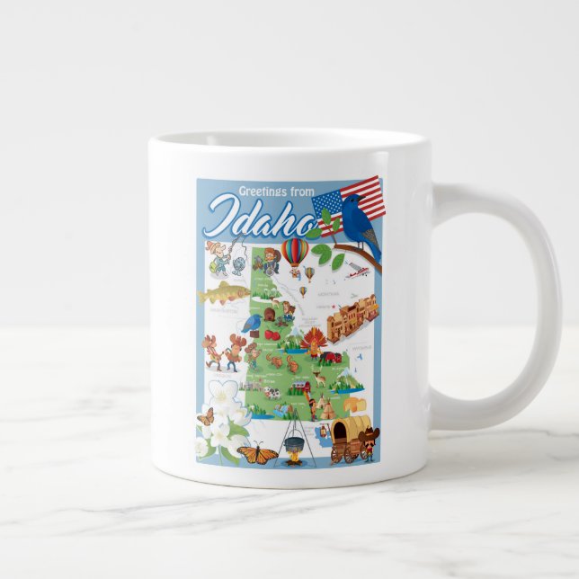 Idaho Cartoon Map Giant Coffee Mug (Right)