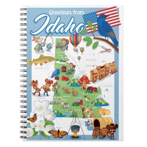 Idaho Cartoon Map Notebook