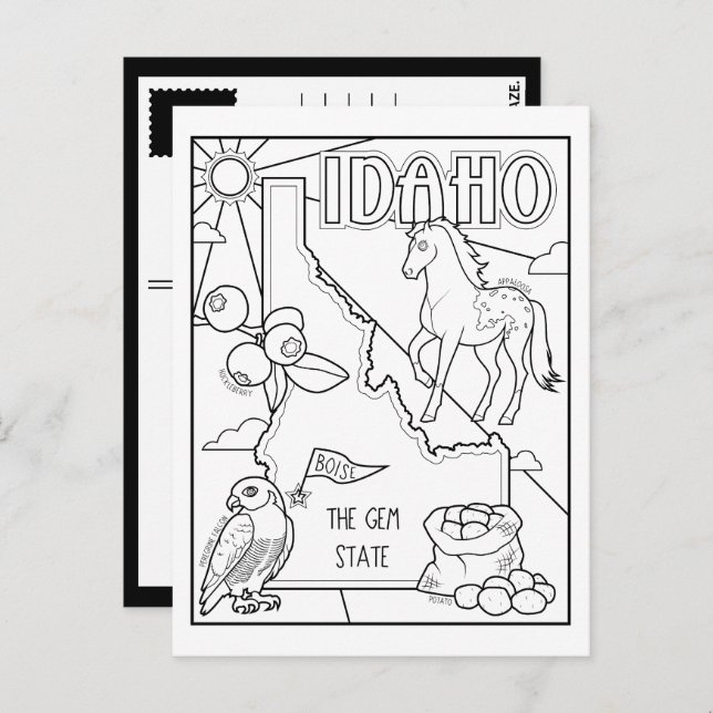 idaho color me collage postcard (Front/Back)