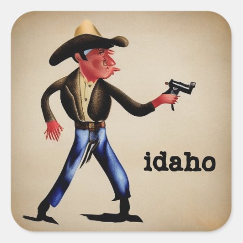Idaho Cowboy Square Sticker