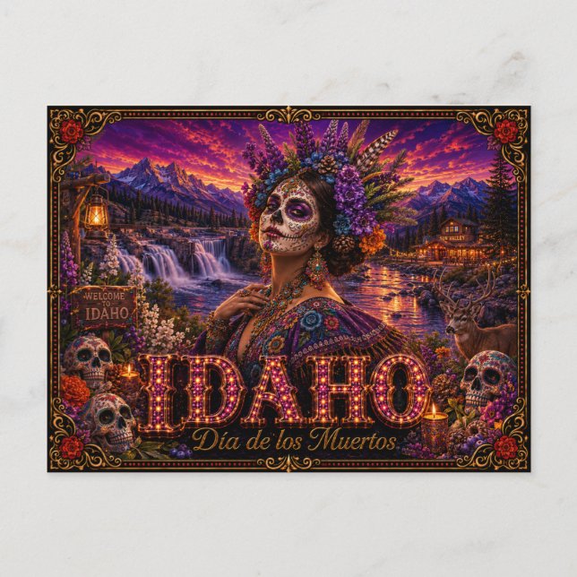 Idaho Día de los Muertos Retro Postcard (Front)