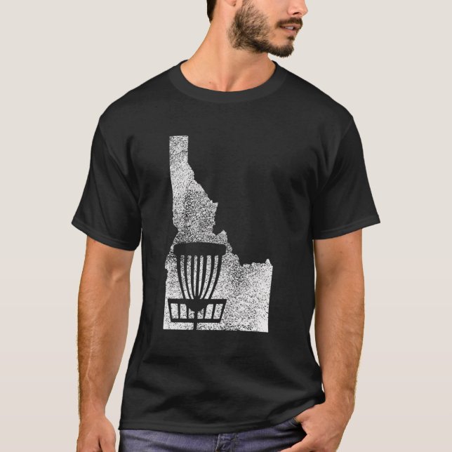 Idaho Disc Golf State With Basket Distressed Graph T-Shirt (Front)