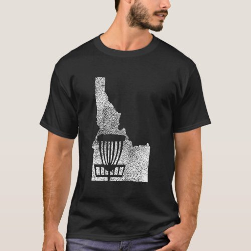 Idaho Disc Golf State With Basket Distressed Graph T_Shirt
