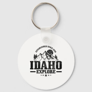 Idaho Est. 1890 Vintage Mountains Outdoor Usa Souv Keychain