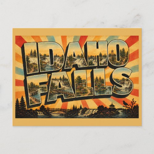 Idaho Falls River Waterfall Greenbelt Garden Art Postcard