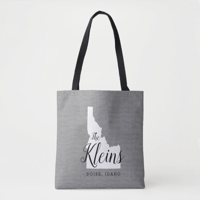 Idaho Family Monogram State Tote Bag (Front)
