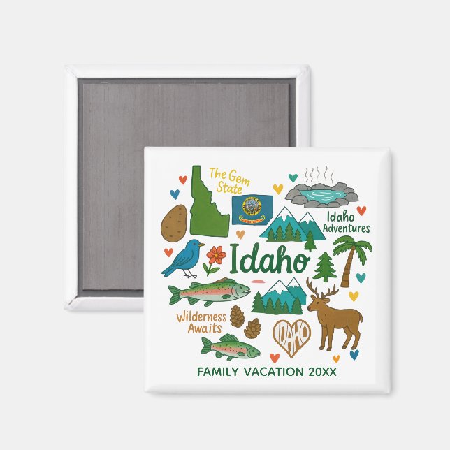 Idaho Family Trip Keepsake Personalized Magnet (Front/Back)