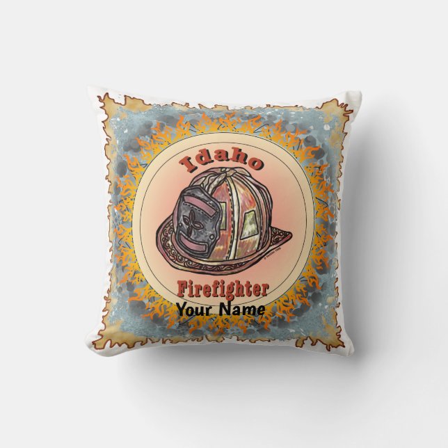 Idaho Firefighter  Throw Pillow (Front)