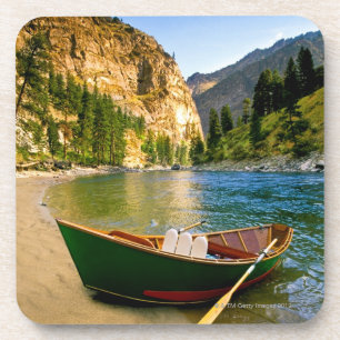 IDAHO, Fishing boat on a sandy beach in the Beverage Coaster