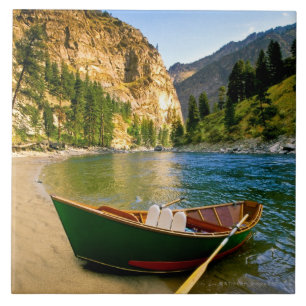 IDAHO, Fishing boat on a sandy beach in the Ceramic Tile
