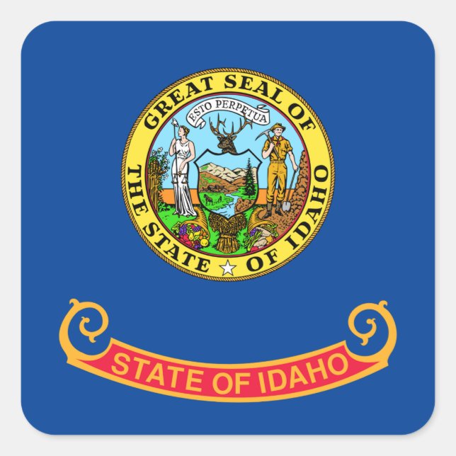 Idaho flag square sticker (Front)