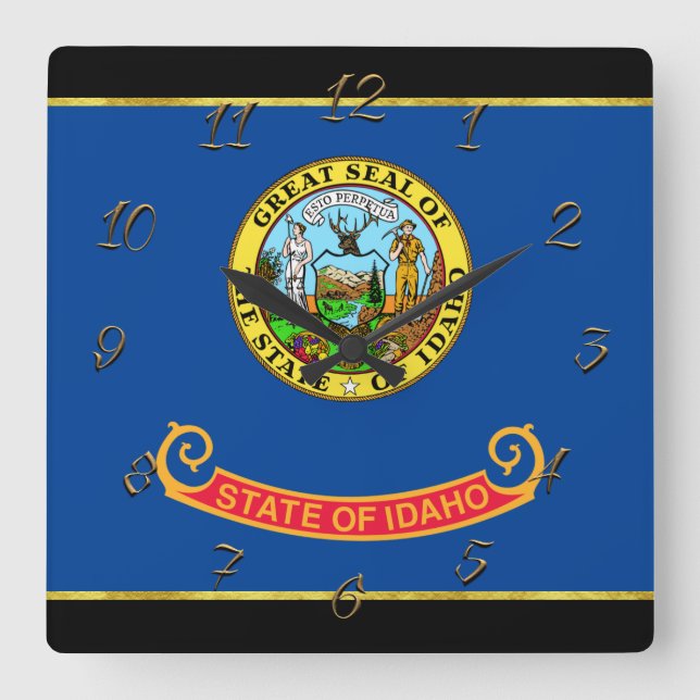 Idaho flag square wall clock (Front)