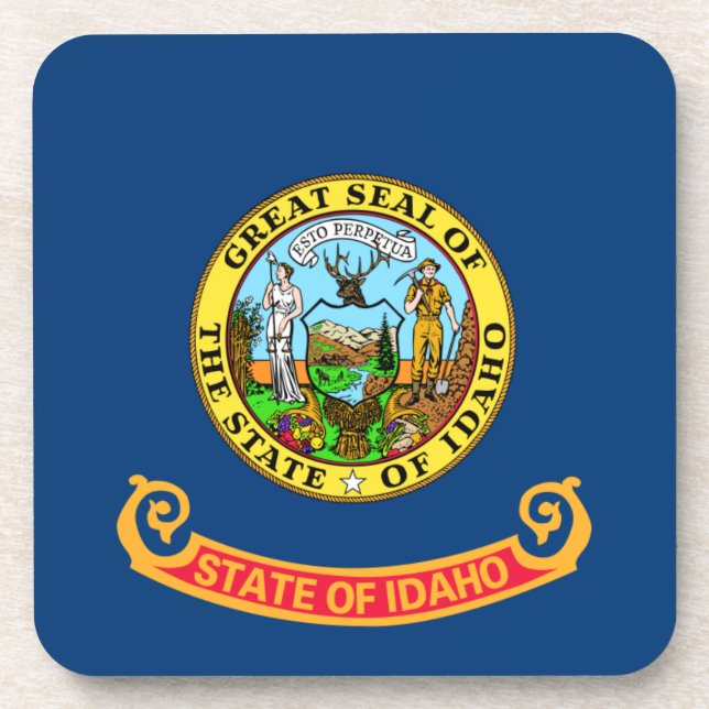 Idaho Flag: the Gem State, America Mountain West Beverage Coaster (Front)