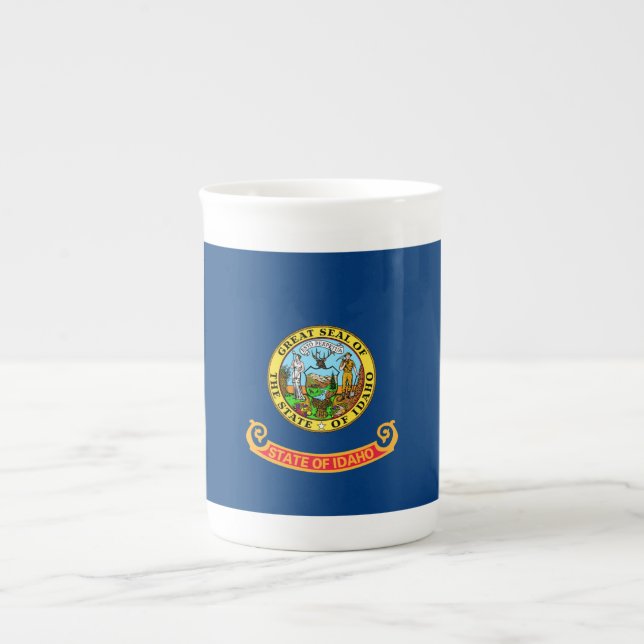 Idaho Flag: the Gem State, America Mountain West Bone China Mug (Front)